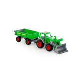 Green Farm Tractor and Tipping Trailer Toy - Front Loader, Detachable