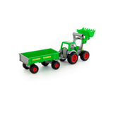 Green Farm Tractor and Tipping Trailer Toy - Front Loader, Detachable