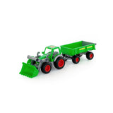 Green Farm Tractor and Tipping Trailer Toy - Front Loader, Detachable