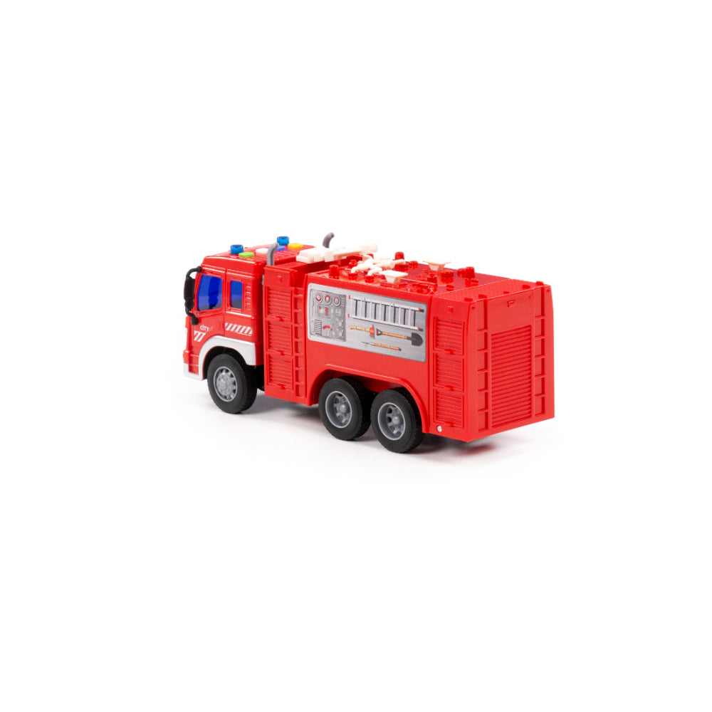Friction-Powered City Fire Engine Toy - Six Wheels, Ages 3 and Over