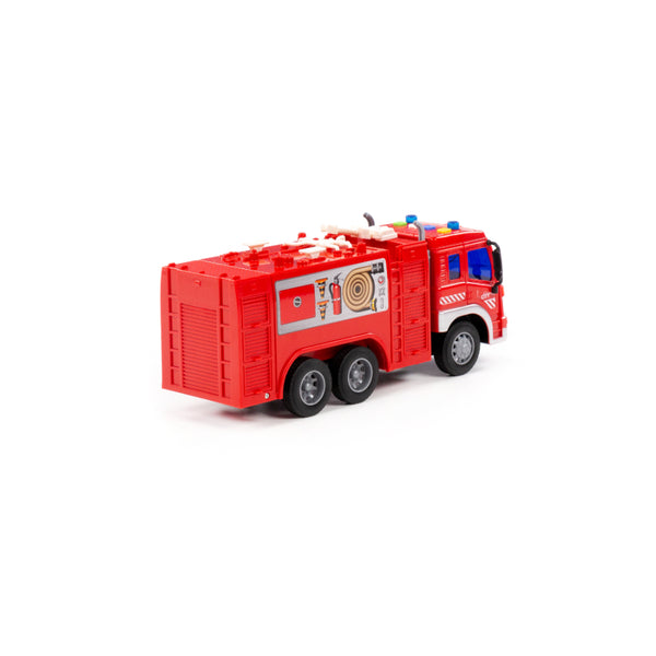 Friction-Powered City Fire Engine Toy - Six Wheels, Ages 3 and Over