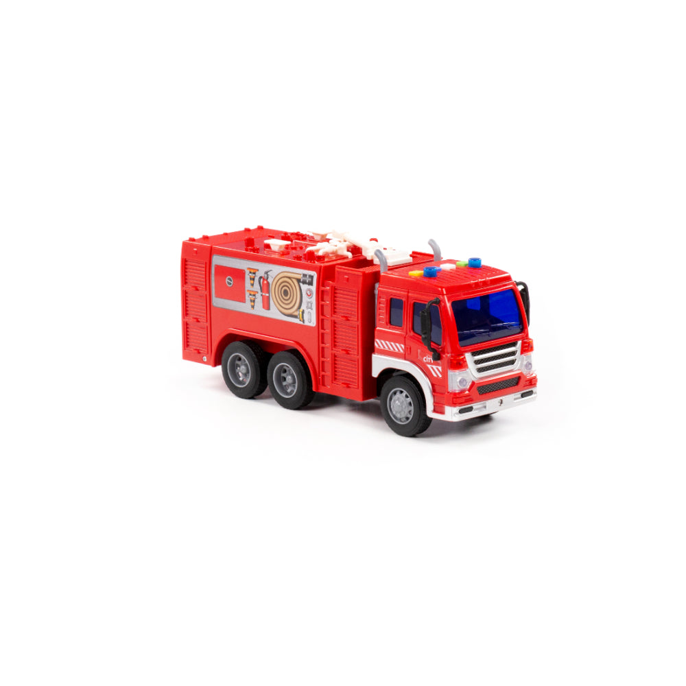 Friction-Powered City Fire Engine Toy - Six Wheels, Ages 3 and Over