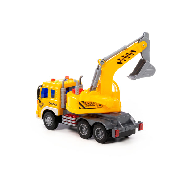 City Excavator Truck Toy - Friction-Powered, Movable Arm, Ages 3+