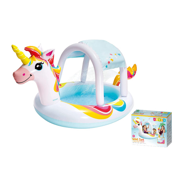 Unicorn Inflatable Spray Pool - 254 x 132 x 109cm, Assorted Colours