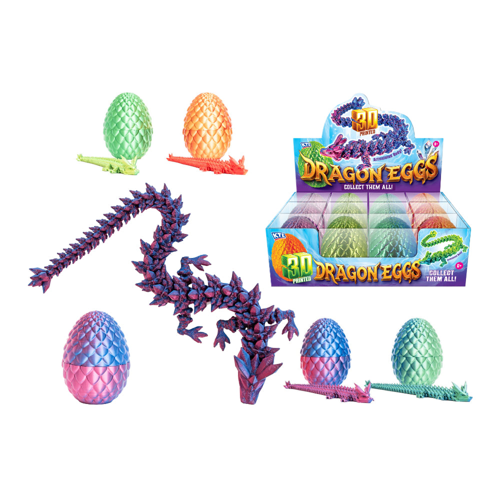 3D Printed Dragon Egg Toy - Hidden Articulated Dragon, Assorted Colours