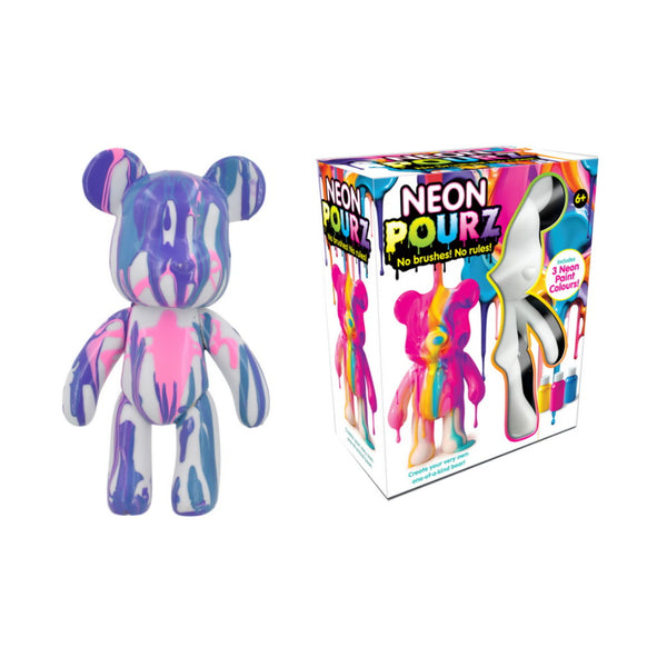 Neon Pourz Marble Paint Bear Activity Kit - 3 Neon Paints, Ages 6+