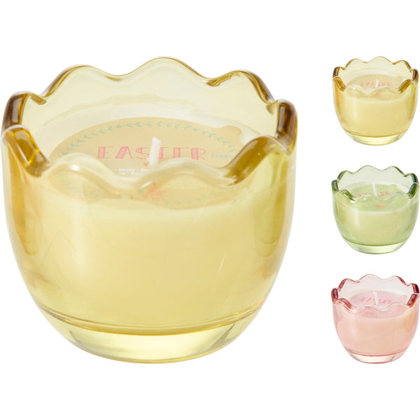 Egg Shape Candle in Glass - Assorted Colours - 3 Pack