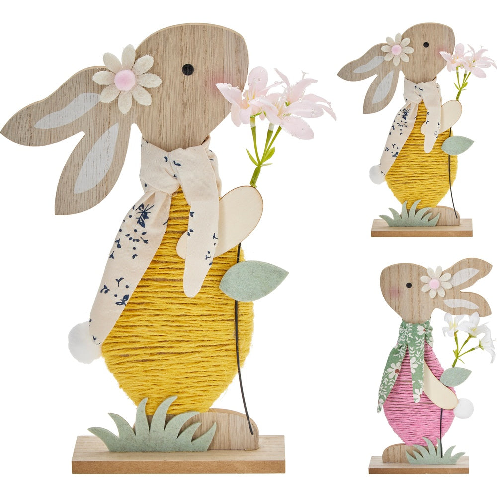 Rabbit Wooden Decoration - Assorted Designs - 30cm