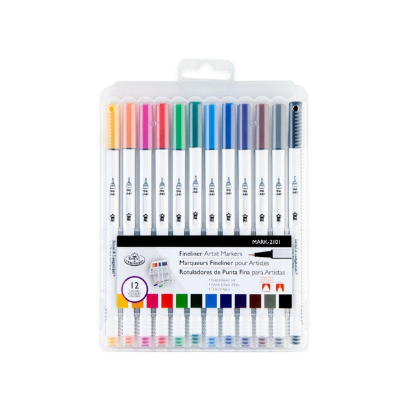 Royal Langnickel Fineliner Artist Markers - Pack of 12, Assorted Colours
