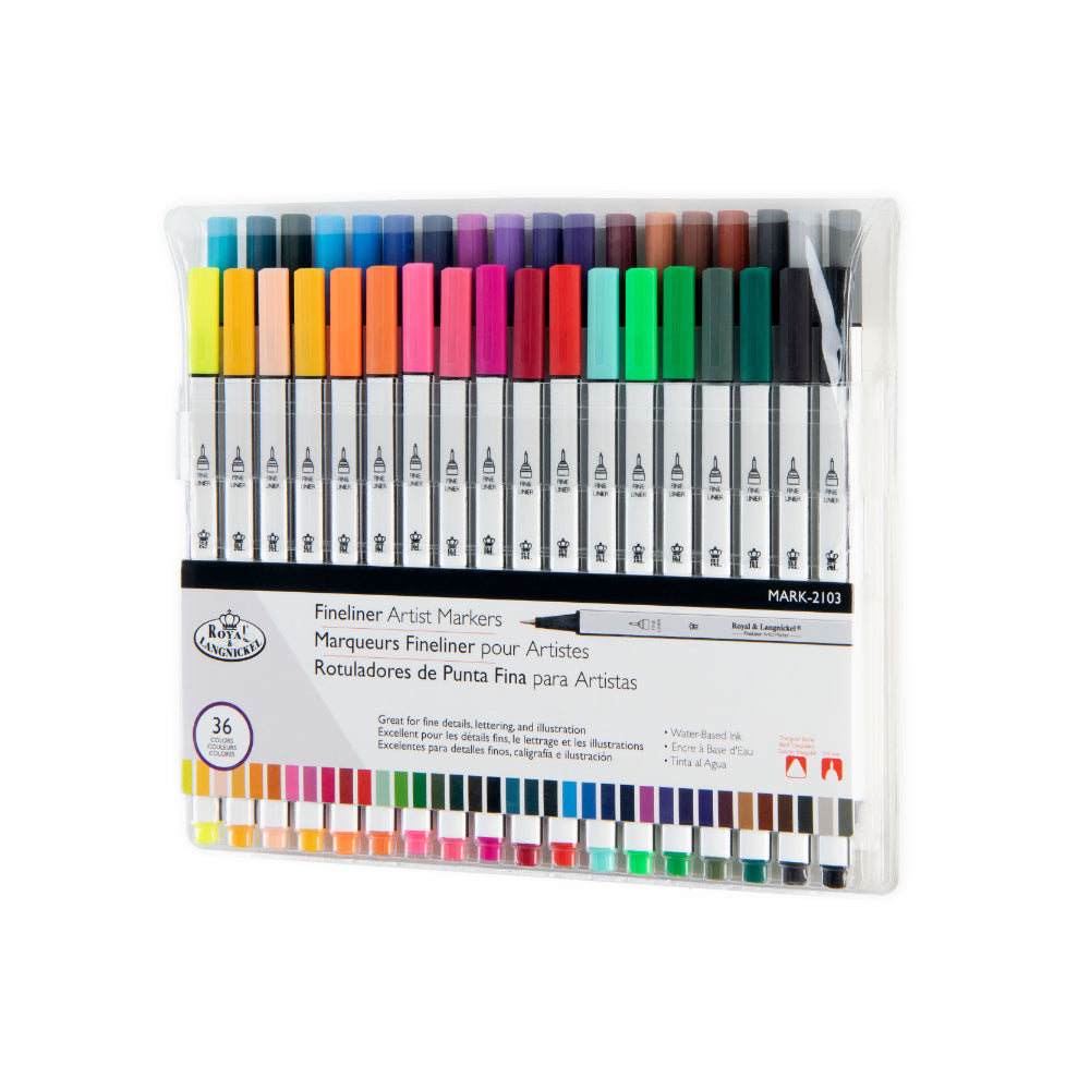 Royal Langnickel Fineliner Artist Markers - 36 Pieces, Assorted Colours