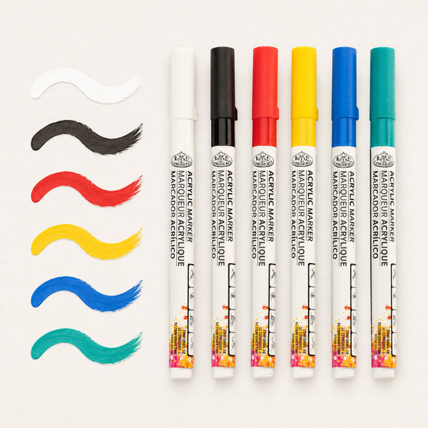 Royal Langnickel Acrylic Paint Marker Set - 6 Pieces, Assorted Primary Colours