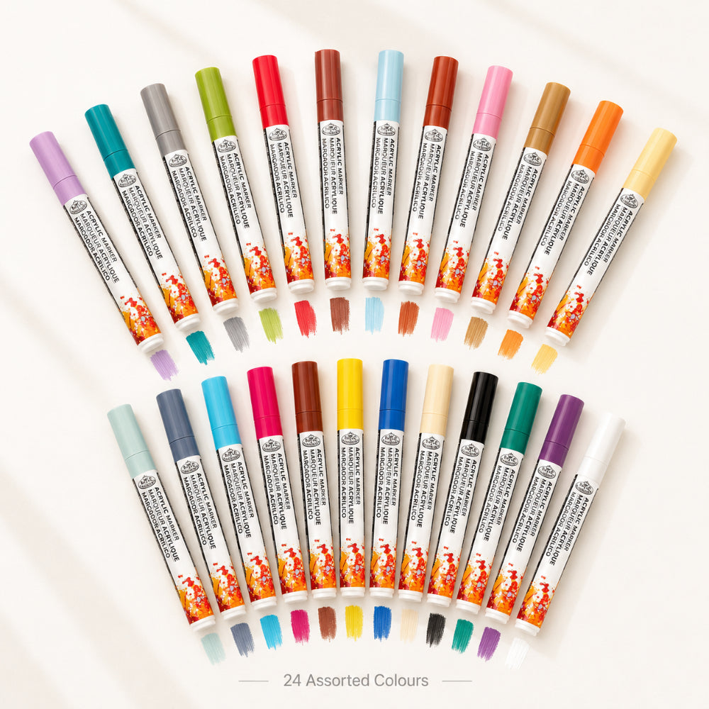 Royal Langnickel Primary Acrylic Paint Marker Set - 24 Pieces, Assorted Colours