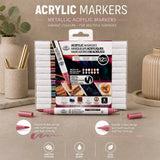 Royal Langnickel Metallic Dual Tip Acrylic Markers - 12 Pieces, Assorted Colours