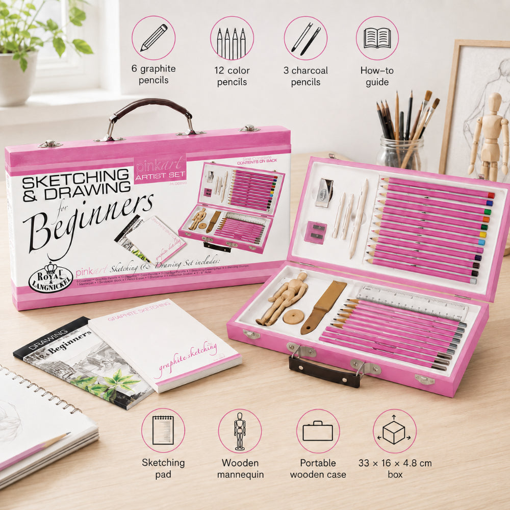 Royal Langnickel Pink Artist Sketching Set - Assorted Colours, Case