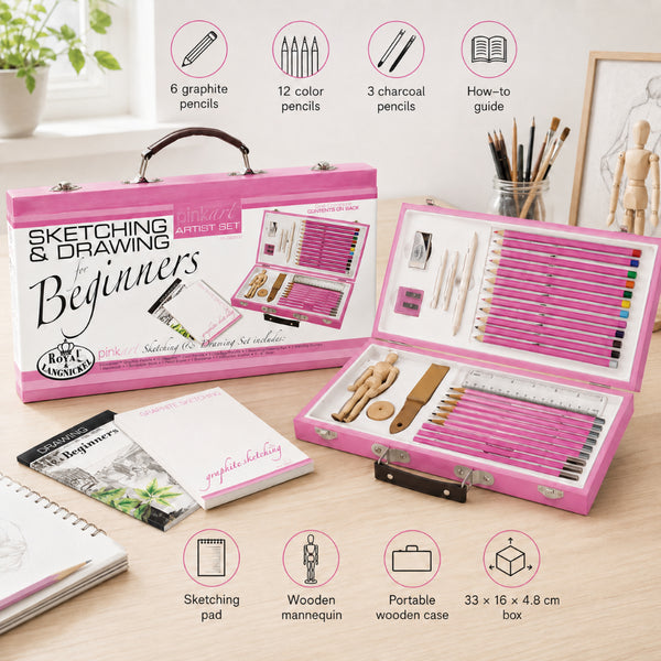 Royal Langnickel Pink Artist Sketching Set - Assorted Colours, Case