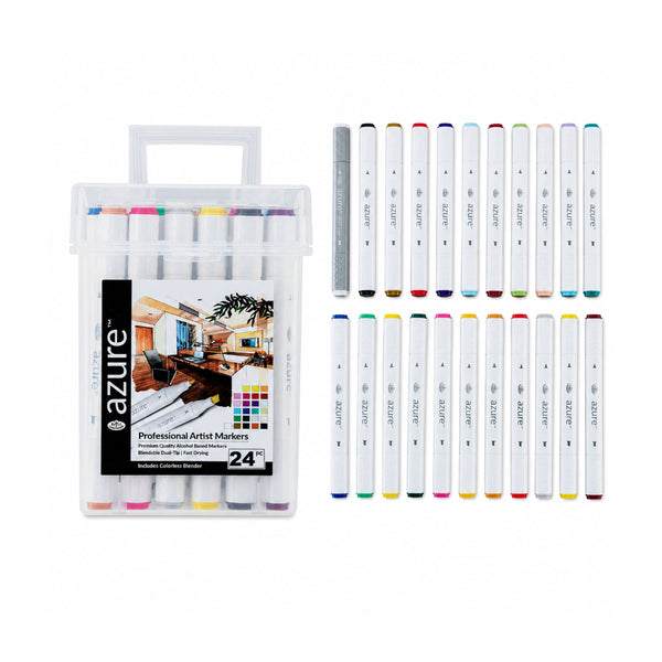 Royal Langnickel Azure Dual-Tip Artist Markers - 24 Pieces, Assorted Colours
