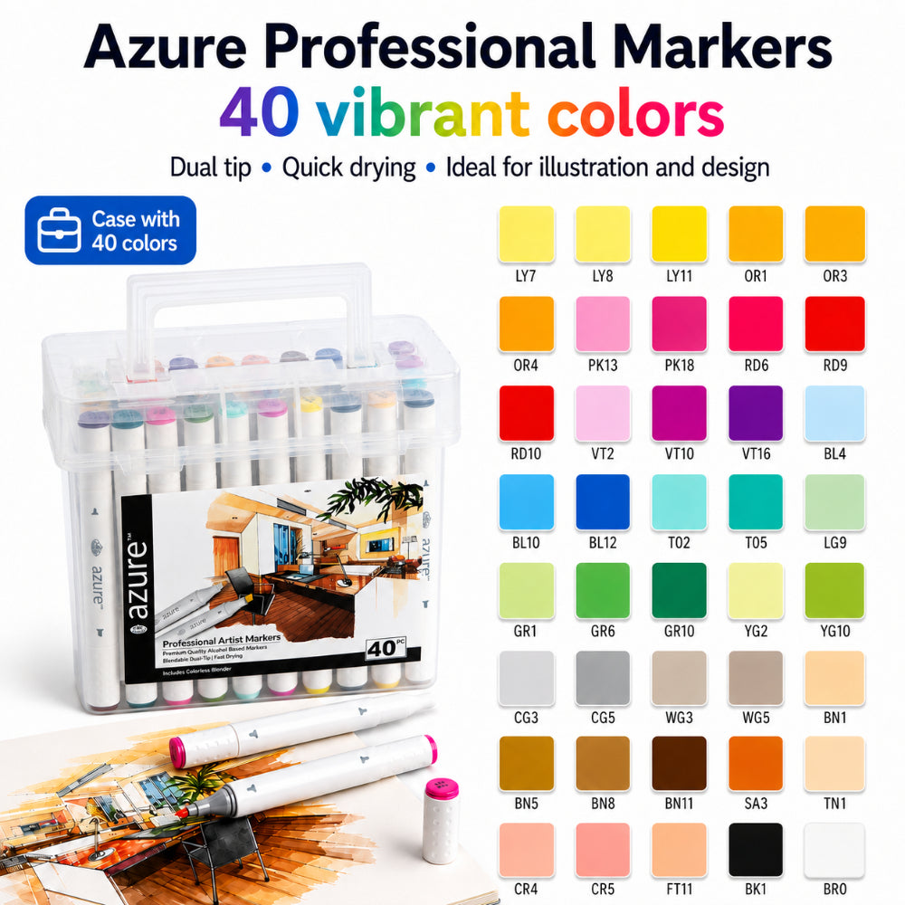 Royal Langnickel Azure Dual-Tip Artist Markers - 40 Pieces, Primary Colours