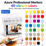 Royal Langnickel Azure Dual-Tip Artist Markers - 40 Pieces, Primary Colours