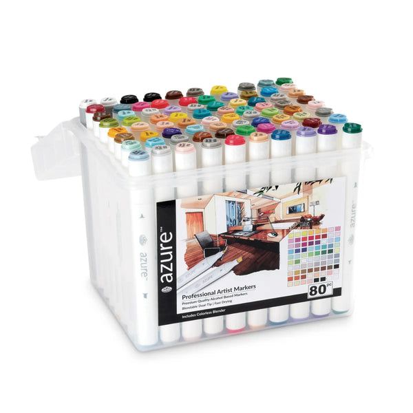 Royal Langnickel Azure Dual Tip Artist Markers - 80 Pieces, Assorted Colours
