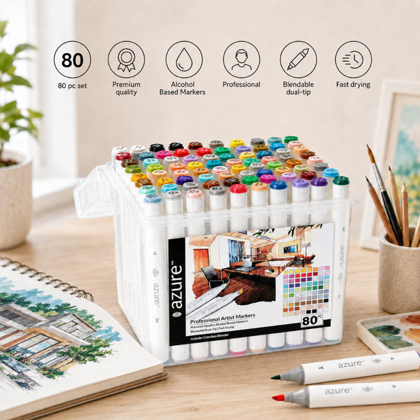 Royal Langnickel Azure Dual Tip Artist Markers - 80 Pieces, Assorted Colours