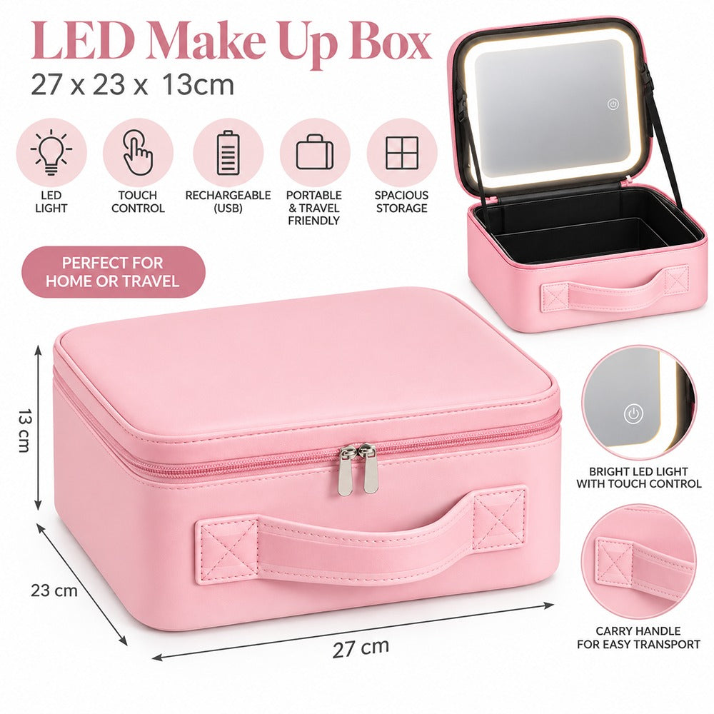 LED Make Up Box Pink | 27x23x13cm