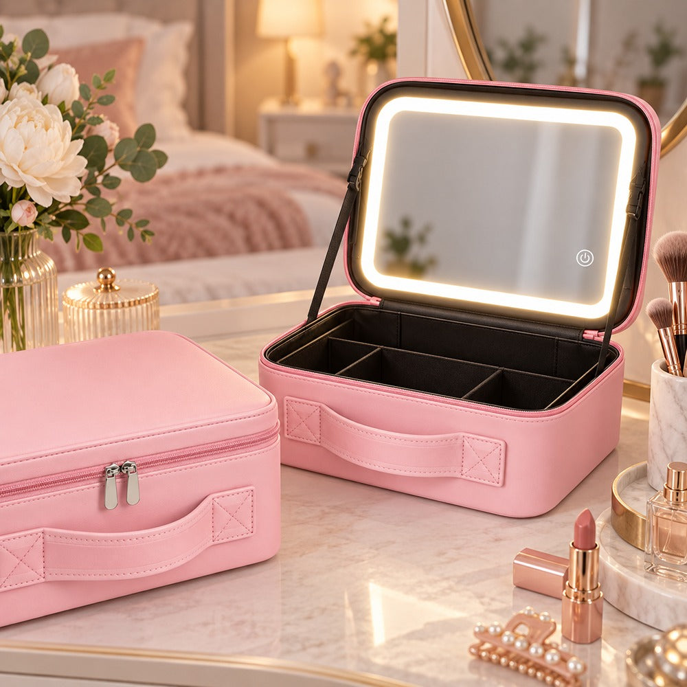 LED Make Up Box Pink | 27x23x13cm