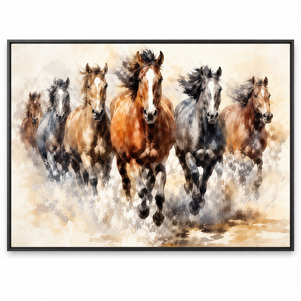 Home Gallery Framed Canvas Print Horses | 60x80cm Wall Art