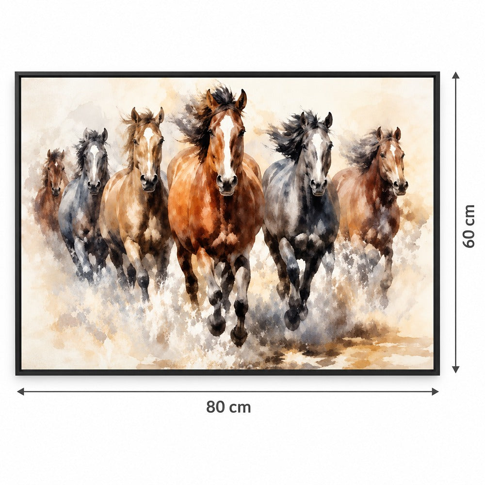 Home Gallery Framed Canvas Print Horses | 60x80cm Wall Art