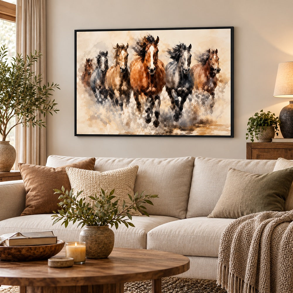 Home Gallery Framed Canvas Print Horses | 60x80cm Wall Art