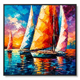 Home Gallery Framed Canvas Print Sail Boats | 80x80cm Wall Art