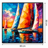 Home Gallery Framed Canvas Print Sail Boats | 80x80cm Wall Art