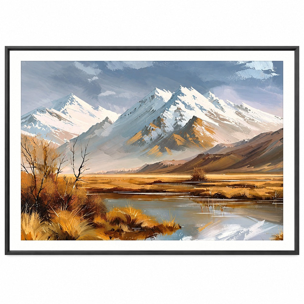 Framed Canvas Print Lake and Mountain Scene | 60x80cm Wall Art