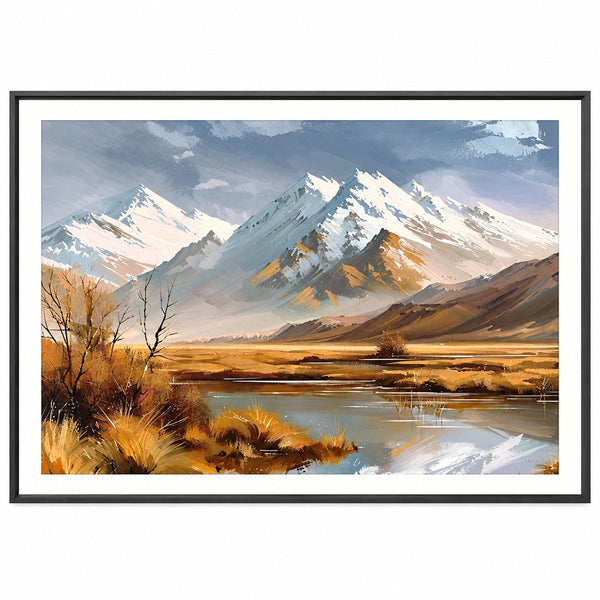 Framed Canvas Print Lake and Mountain Scene | 60x80cm Wall Art