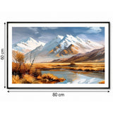 Framed Canvas Print Lake and Mountain Scene | 60x80cm Wall Art