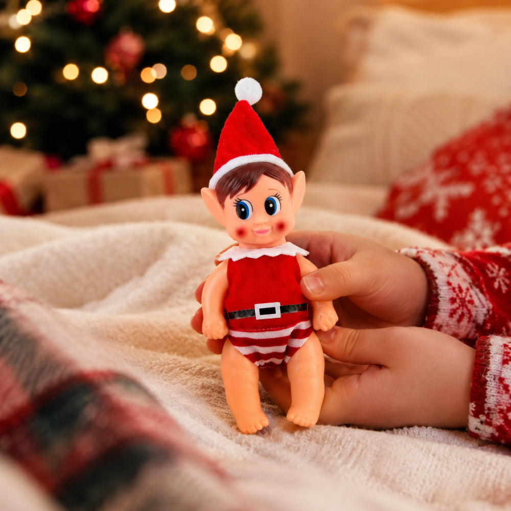 Festive Vinyl Baby Elf Doll - 5 Inch, Assorted Designs, Boxed