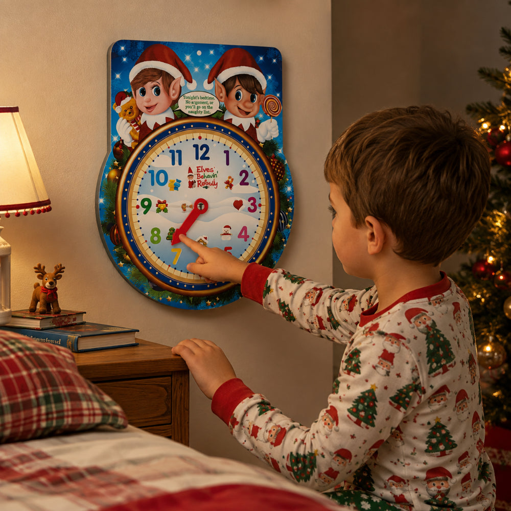 Interactive Elf Bedtime Learning Clock - 10.5 x 13in, Adjustable Hands - alternate view 2