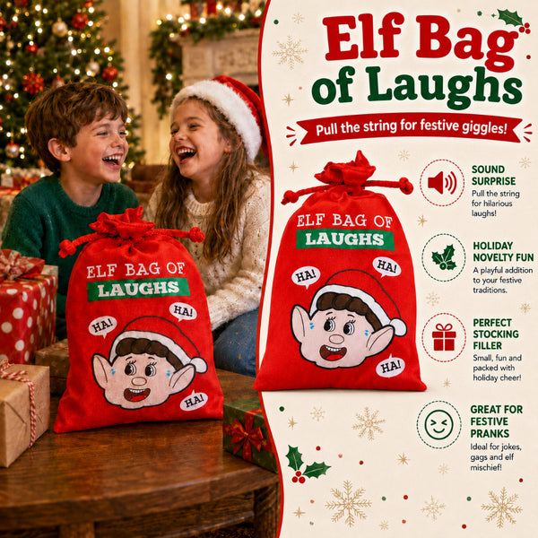 Electronic Elf Bag of Laughs Toy - Red, Christmas Sound Effects - alternate view 2