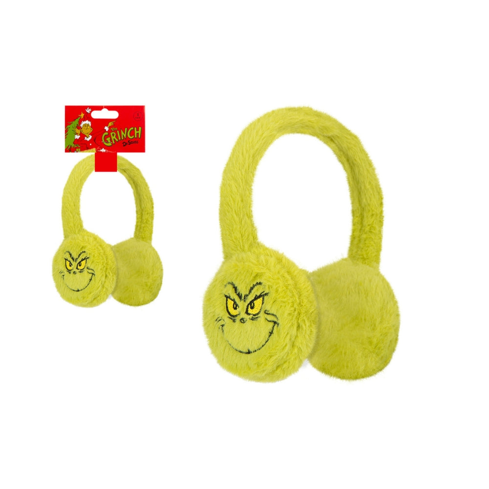 The Grinch Fluffy Children's Earmuffs - Green, Embroidered Face