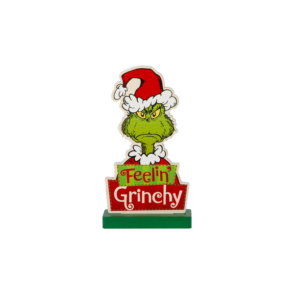 The Grinch Feelin’ Grinchy MDF Christmas Sign - Freestanding, Green