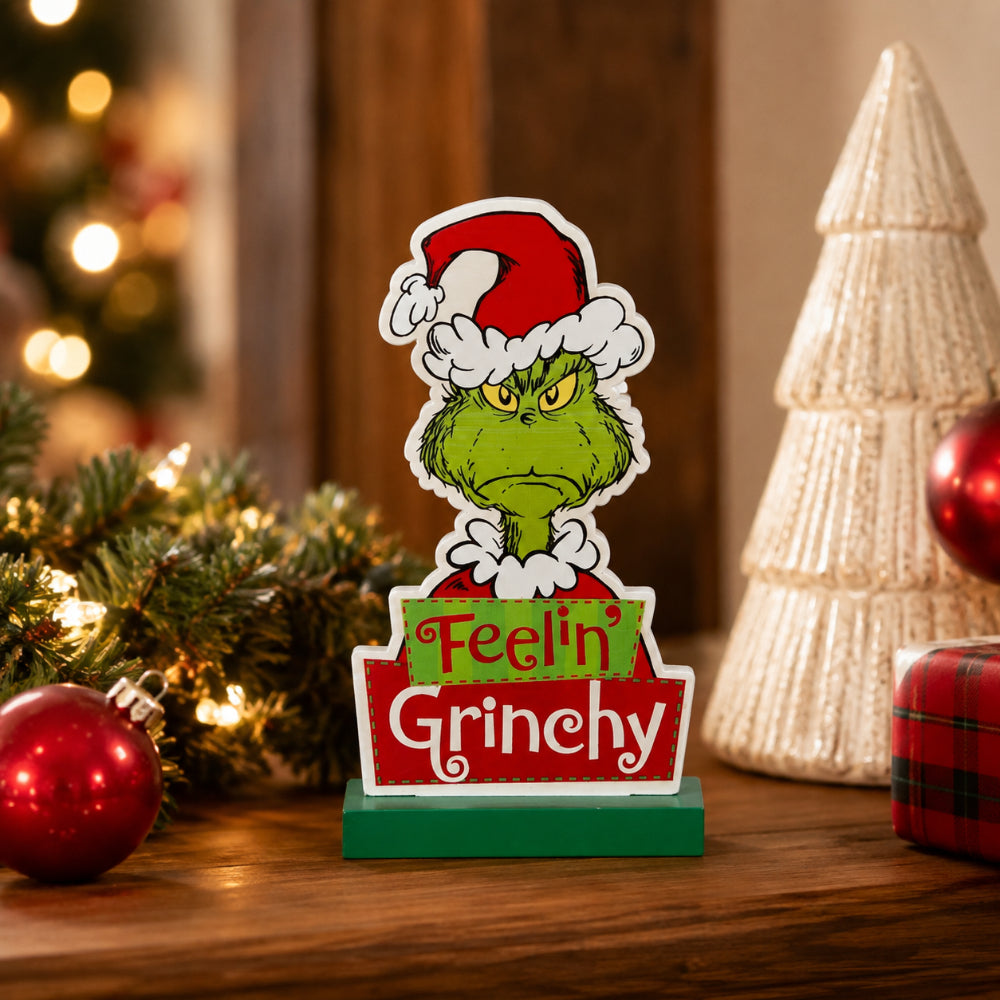 The Grinch Feelin’ Grinchy MDF Christmas Sign - Freestanding, Green