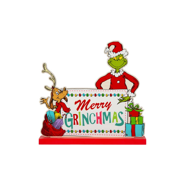 Merry Grinchmas MDF Freestanding Tabletop Sign - Grinch and Max