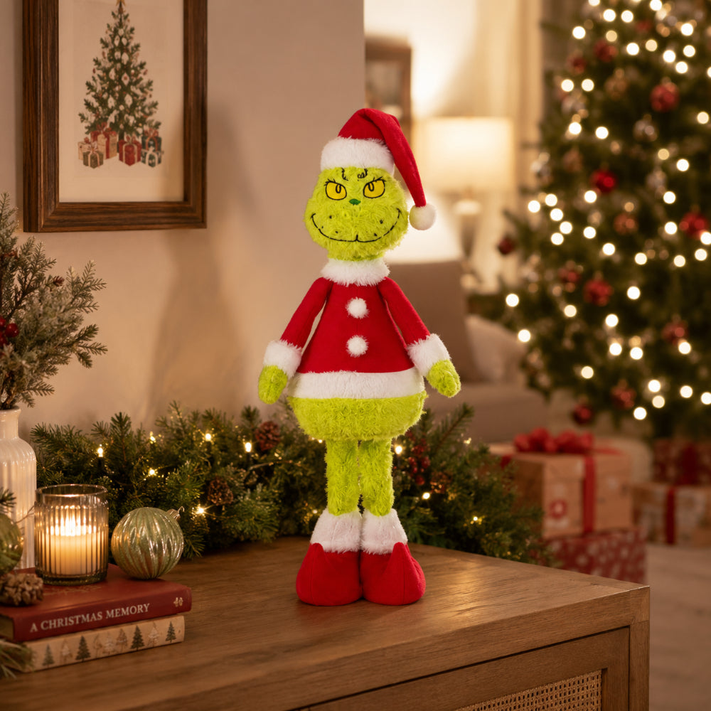 Standing Grinch Christmas Plush Toy - 46cm, Red Santa Outfit