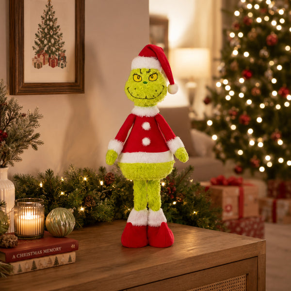 Standing Grinch Christmas Plush Toy - 46cm, Red Santa Outfit