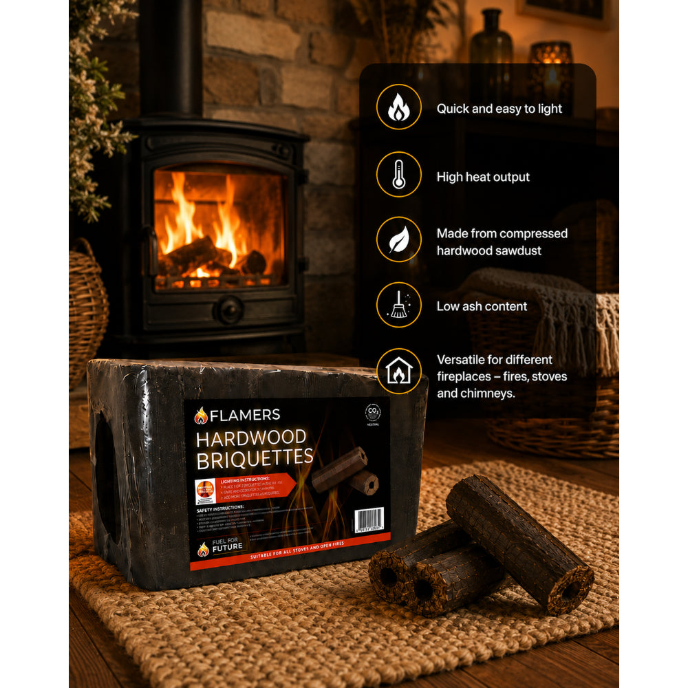 Flamers Hardwood Briquettes - 12 Pack
