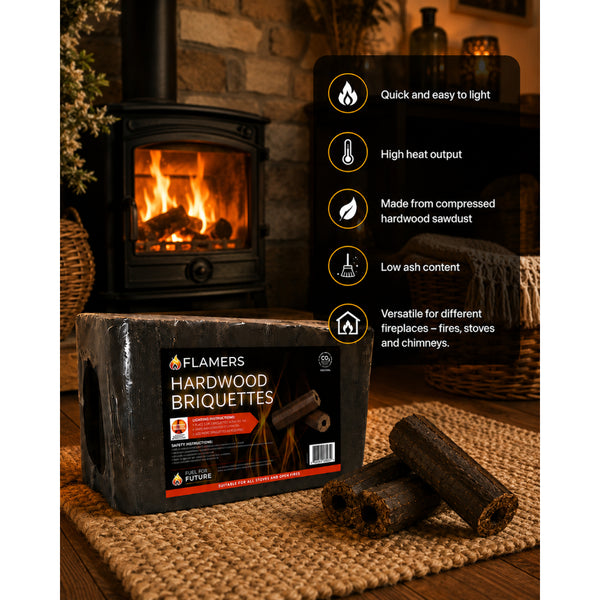 Flamers Hardwood Briquettes - 12 Pack