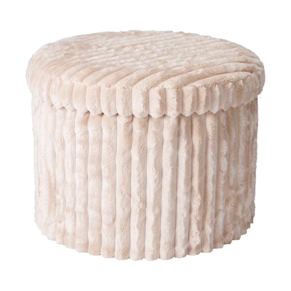 Chunky Cord Upholstered Storage Stool - Beige, Padded Lift-Off Lid