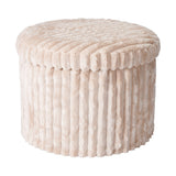Chunky Cord Upholstered Storage Stool - Beige, Padded Lift-Off Lid