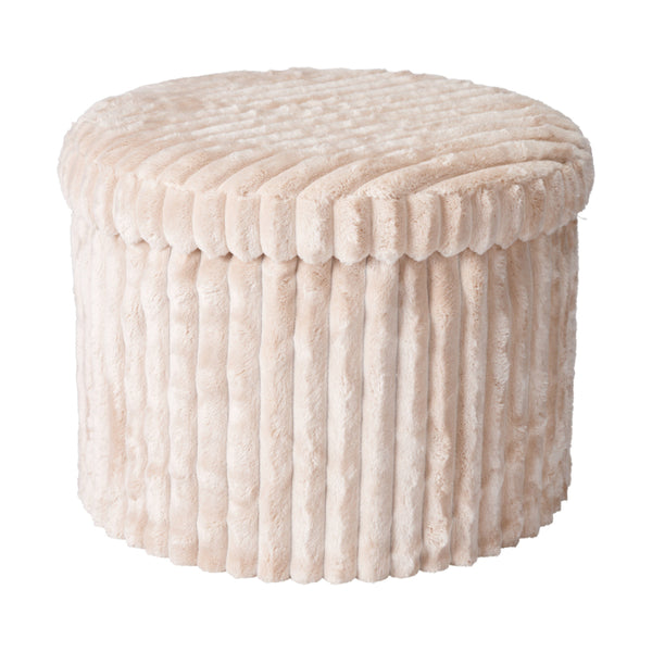 Chunky Cord Upholstered Storage Stool - Beige, Padded Lift-Off Lid
