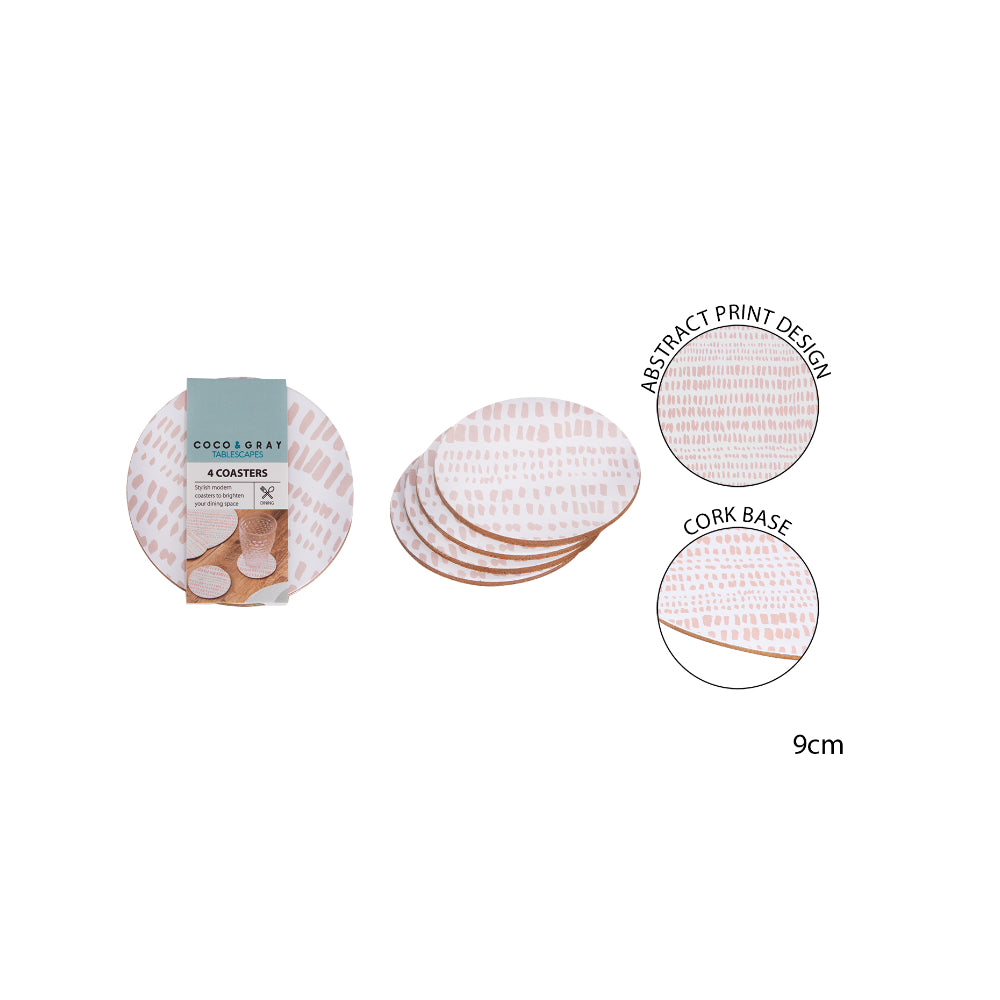 Round Cream Dash Drinks Coasters - Cork Backed, Pack of 4, 9cm