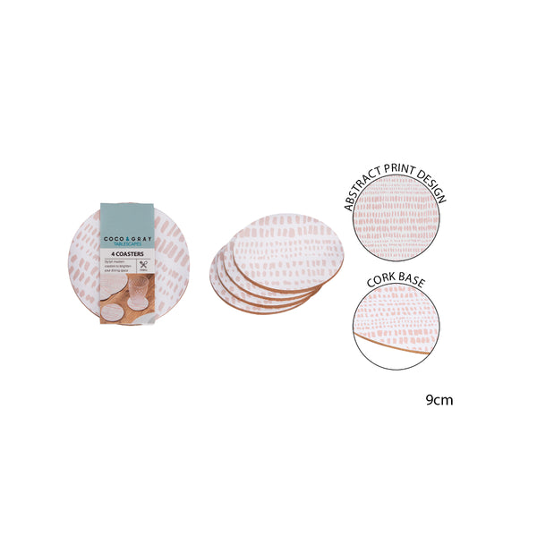 Round Cream Dash Drinks Coasters - Cork Backed, Pack of 4, 9cm